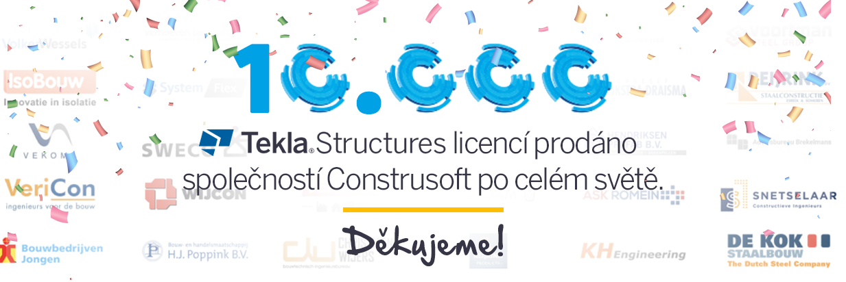 Společnost Construsoft překonala hranici 10,000 prodaných licencí Tekla Structures
