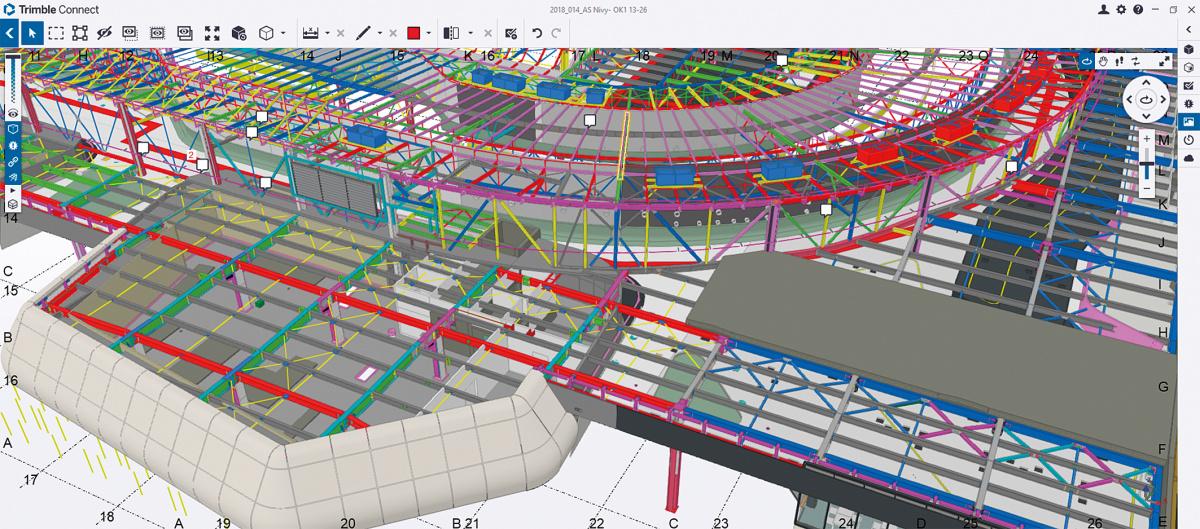 Koordinácia oceľovej konštrukcie so stavebnou časťou pomocou Trimble Connect