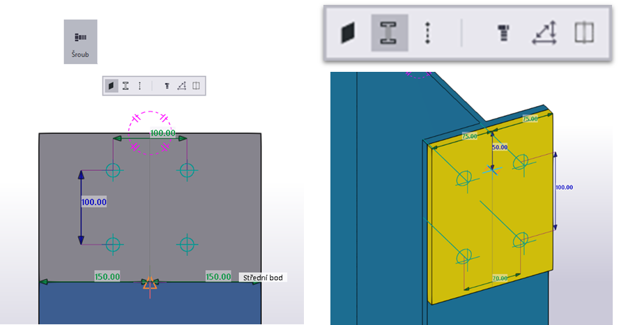 Interaktivní tvorba šroubových spojů