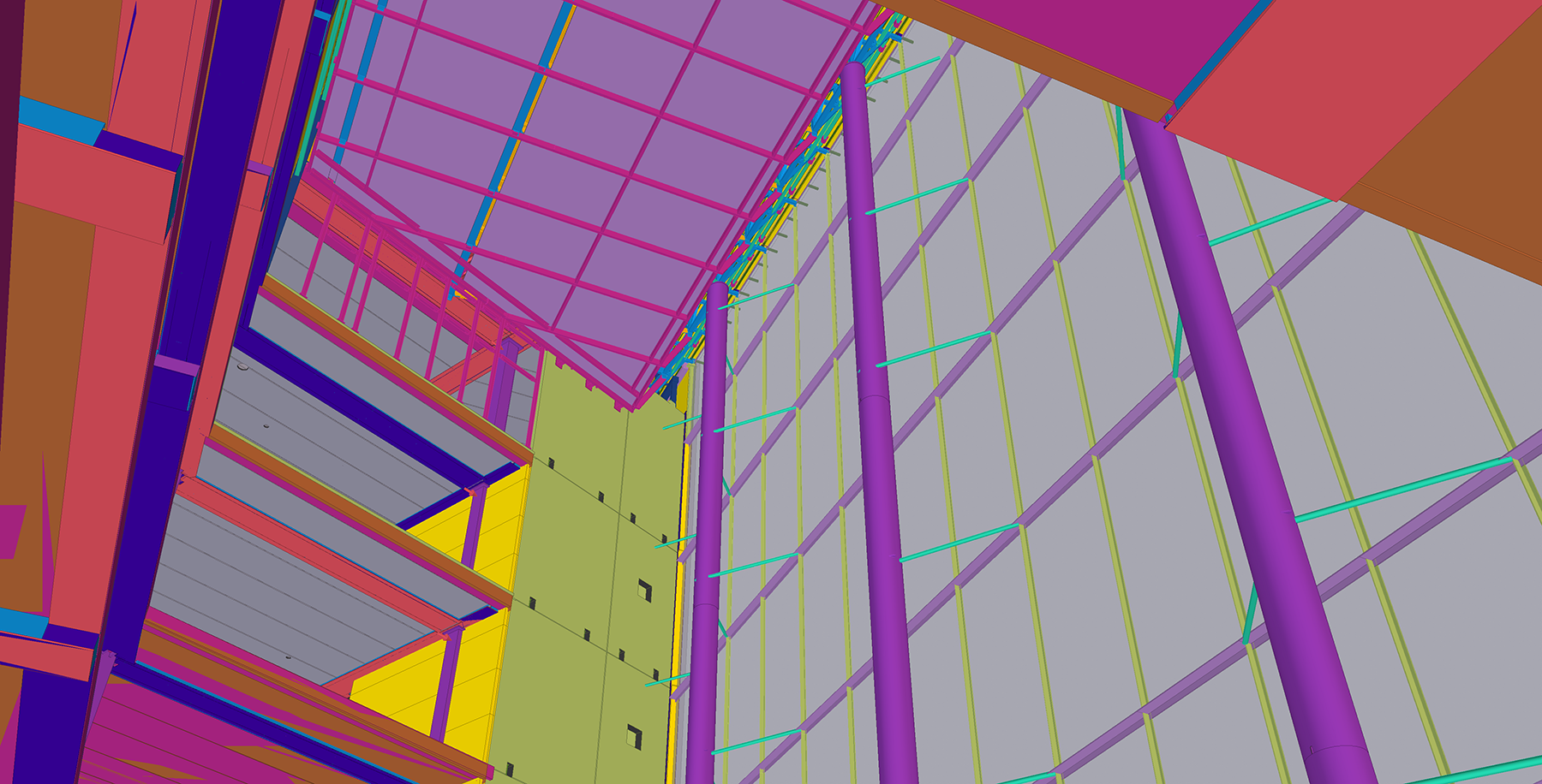  Exceptionally detailed modeling has been central to the project. Room charts were created almost exclusively by modeling. All building service systems including UI terminals and electrical outlets as well as furniture have been modeled and included in the projections. MEP and structural design models have been used as a reference in architectural design, and that has allowed the architectural model to be made richer.   The Bridge Hospital also has demanding designs such as large glass walls and roofs, and post-stressed shaft units. The construction requirements for the operating theaters and X-ray unit increase the complexity of the models.