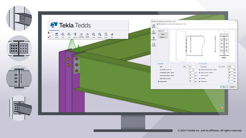 Obliczenia dla prostych połączeń stalowych dzięki Tekla Tedds Integrator.