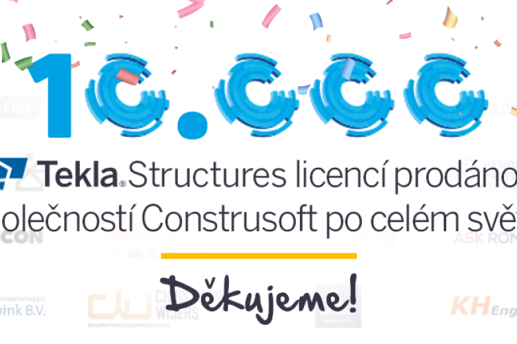 Společnost Construsoft překonala hranici 10,000 prodaných licencí Tekla Structures